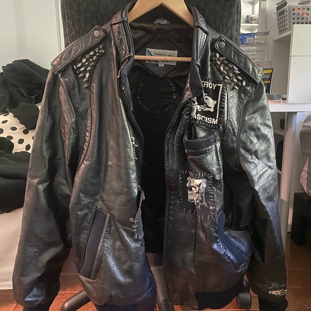 Members Only Mens Black Leather Jacket